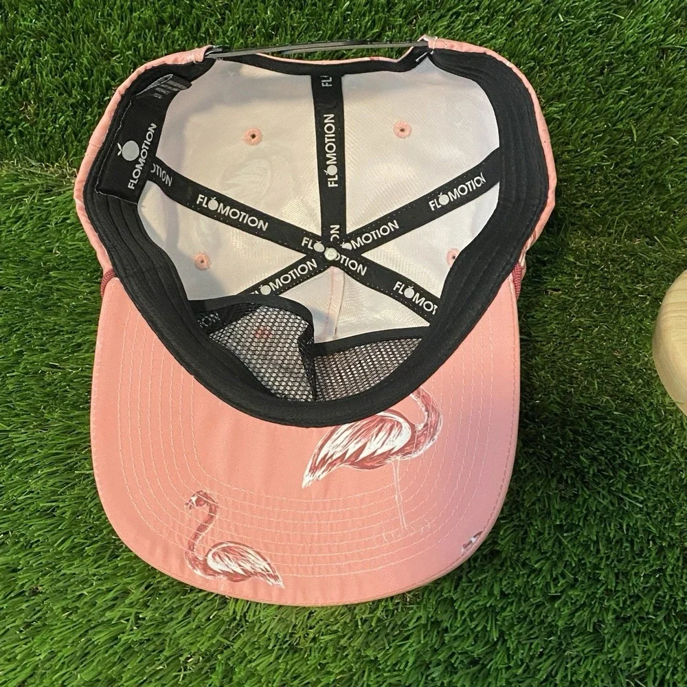 Flomotion Pink Flamingo Snapback Hat Performance‎ Golf Beach Graphic Florida